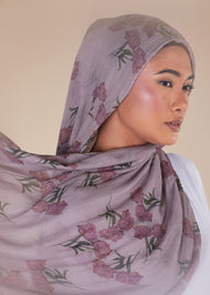 Pink Paeonia Print Hijab