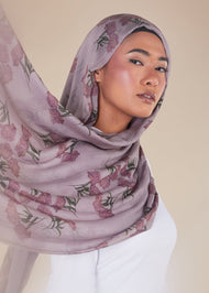 Pink Paeonia Print Hijab