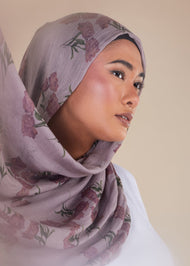 Pink Paeonia Print Hijab