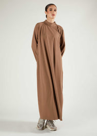 Ribbed Zip Abaya Coffee