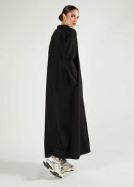 Ribbed Zip Abaya Black
