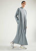Ribbed Zip Abaya Dusty Blue