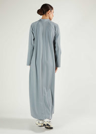 Ribbed Zip Abaya Dusty Blue