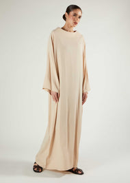 Boat Neck Abaya Natural