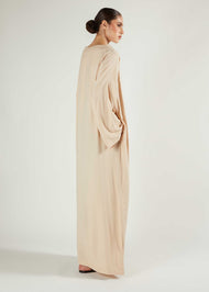 Boat Neck Abaya Natural