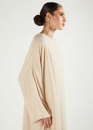 Boat Neck Abaya Natural