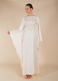 Floaty Tatreez Kaftan Cream