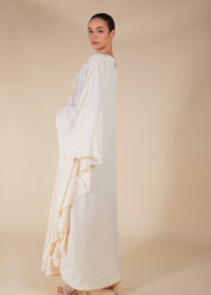 Floaty Tatreez Kaftan Cream