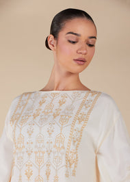 Floaty Tatreez Kaftan Cream