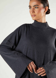 High Neck Abaya Charcoal