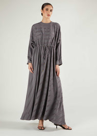 Self Print Batwing Abaya Grey