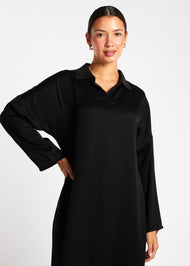 Sleek Polo Abaya Black - Final Sale