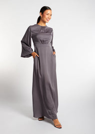 Soft Crinkle Abaya Grey - Final Sale
