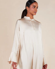 Slim Sleeve Abaya Cream