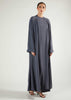 Two Piece Open Abaya With Slip Dusty Blue