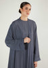 Two Piece Open Abaya With Slip Dusty Blue