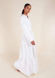 Broderie Tiered Maxi White