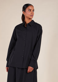 Cropped Cotton Top Black