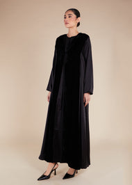 Velvet Panel Open Abaya
