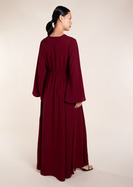 Waist Pleat Abaya Plum - Final Sale
