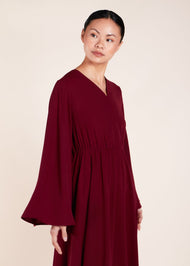 Waist Pleat Abaya Plum - Final Sale