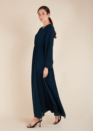 Waist Pleat Abaya Teal - Final Sale