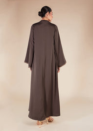 Fringed Open Abaya Mauve