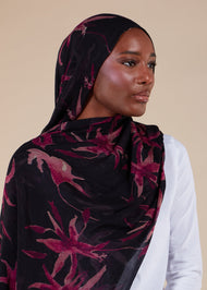 Dark Nerine Blooms Print Hijab