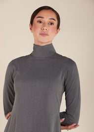 Turtle Neck Abaya Grey