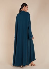 Two Piece Open Abaya With Slip Blue