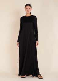 Contrast Stitch Abaya Black