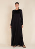 Contrast Stitch Abaya Black