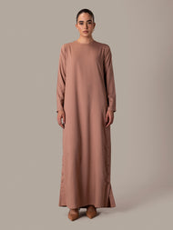 Mocha Side Button Abaya