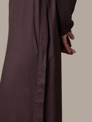 Side Button Abaya Charcoal