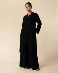 Linen Look Co-Ord Set Black