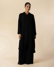Linen Look Co-Ord Set Black