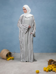 Grey & Taupe Crochet Kimono