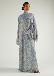 Pale Blue Floral Abaya & Hijab