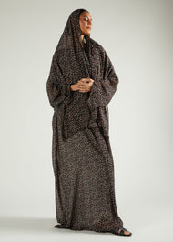 Black Floral Prayer Abaya & Hijab
