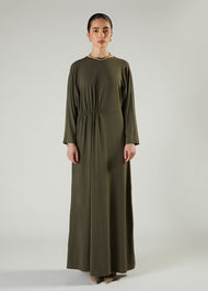 Side Pleat Abaya Olive