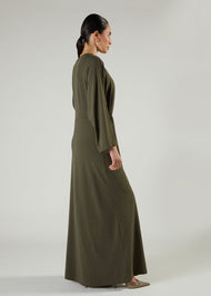 Side Pleat Abaya Olive