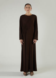 Side Pleat Abaya Chestnut