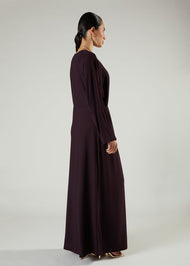 Side Pleat Abaya Plum