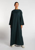 Boat Neck Cotton Abaya Green