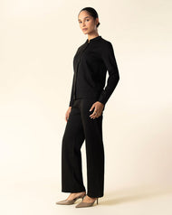 Cropped Jacket Co-Ord Set Black