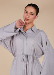 Cool Grey Drawstring Maxi