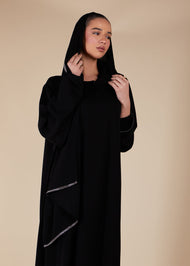 Pave Trim Abaya Black