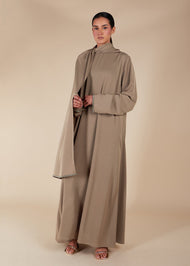 Pave Trim Abaya Nude