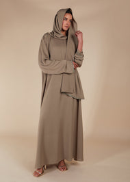 Pave Trim Abaya Nude