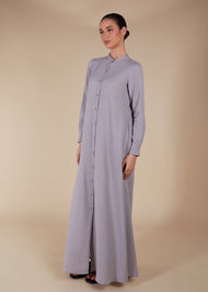 Button Through Abaya Light Grey